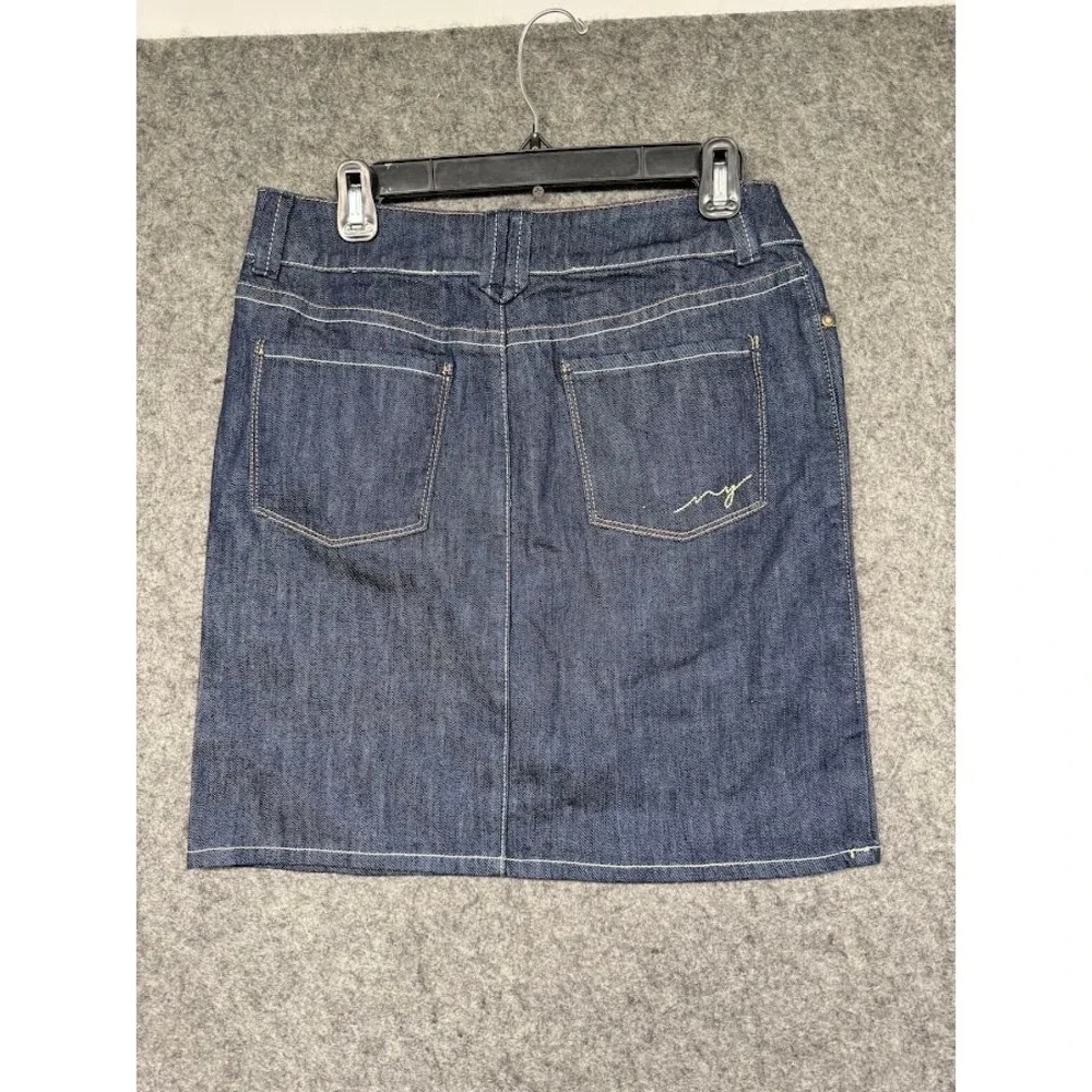 New York & Company Women Dark Wash Denim Mini Skirt Size 4‎ Stretch 5-Pocket NWT